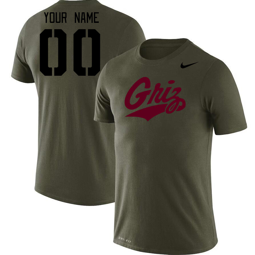 Custom Montana Grizzlies Name And Number Tshirts-Olive